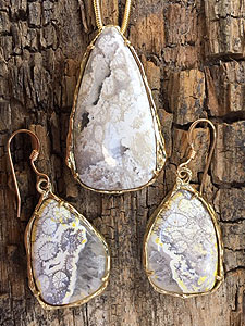 14 kt Antiguanite 30x20 Veined Pendant $430 without chain and matching 25x15mm Earrings $620