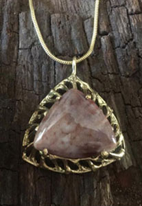14 kt Antiguanite 22x18mm trillion purple haze pendant with 1.2mm 18" Snake chain $1290 / $850 without chain