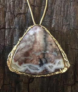 14 kt Antiguanite 35x39mm trillion purple haze with quartz vein pendant with 1.2mm 18" Snake chain $1720 / $1280 without chain