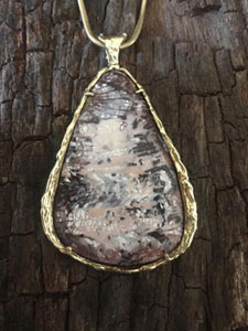 14 kt Antiguanite 48x30mm pearshaped x-large pendant with 1.2mm 18" Snake chain $1615 / $1175 without chain