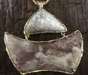 14 kt Antiguanite double pendant with 1.2mm 18" Snake chain $1940 / $1500 without chain