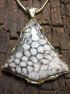14 kt Antiguanite 40x40mm Freeform Black & White Snowflake Pendant $580 without chain